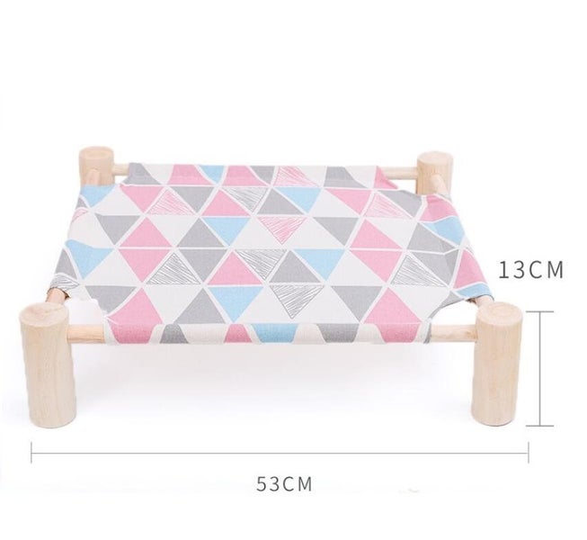 Wood Cat Bed Lounger Sleep Pet Cat Raised Hammock Carousel 4