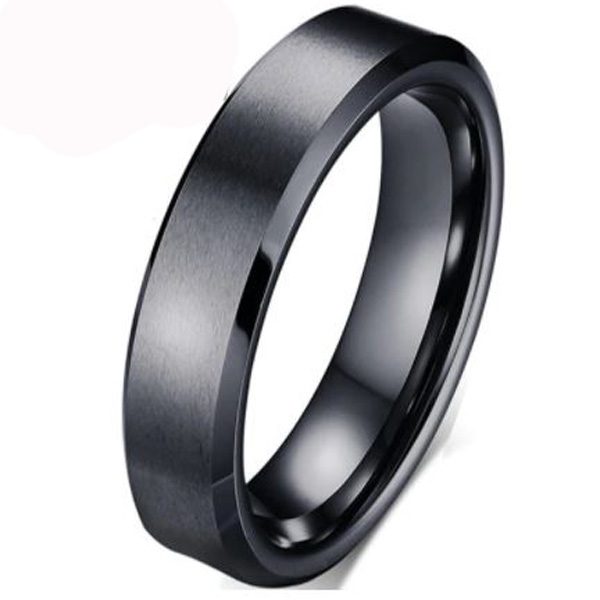 FLASH SALE! 6mm Men or Womens Black Stainless Steel Wedding Ring S13 Carousel 1