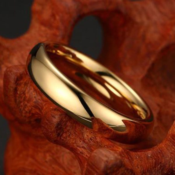 FLASH SALE! 4mm GOLD Men or Womens CLASSIC Titanium Wedding Ring 12 Carousel 1