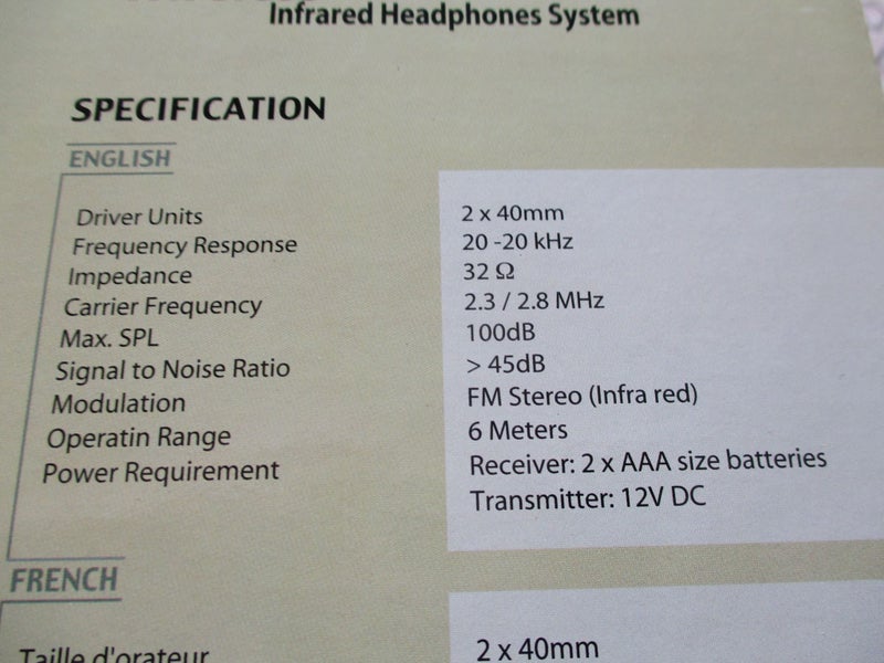 Wireless Infrared Headphones System for TV / Hi Fi / PC etc. IR-710 Carousel 5