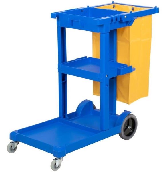 Economy Cleaning Cart - Blue, 3 Tier Carousel 1