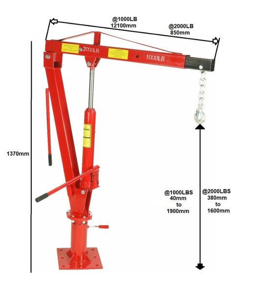 900Kg Swivel Base Hydraulic Lifting Deck Engine Crane Floor Mounted Hoist 2000LB Carousel 2
