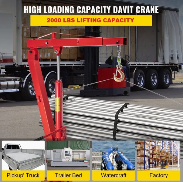 900Kg Swivel Base Hydraulic Lifting Deck Engine Crane Floor Mounted Hoist 2000LB Carousel 1