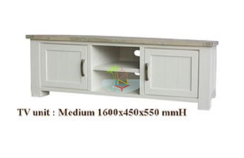 Ashland# Acacia White&Wood Ash Top TV Unit Carousel 1