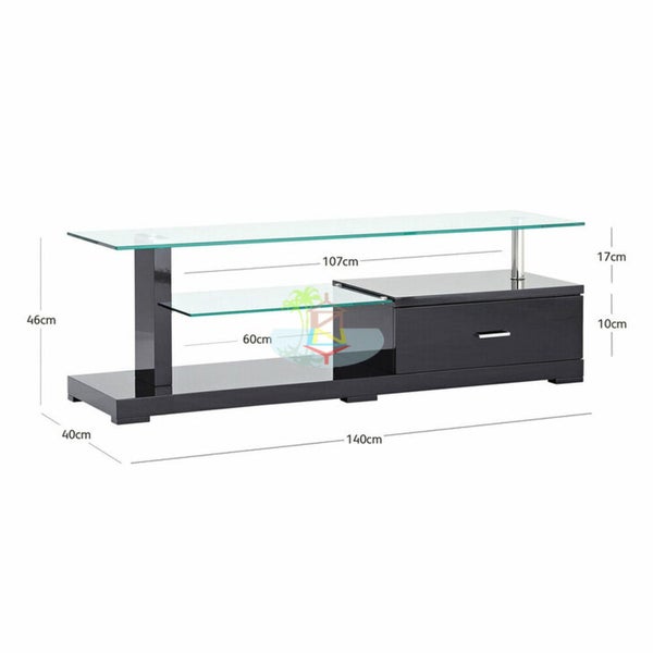 Clare# Glass Top High Gloss TV Unit | Black color| TR Carousel 4