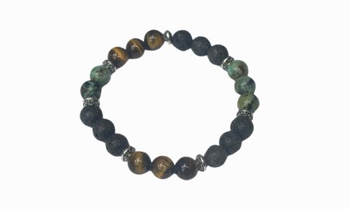 Natural Lava Stone AfricanTurquoise Yellow Tiger Eye Bracelet Carousel 1