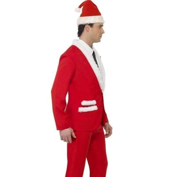 Santa Cool Costume Adult Red Jacket Trousers Hat Mock Shirt and Tie Carousel 2