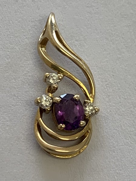 Amethyst Pendant with Three Diamonds. Carousel 3