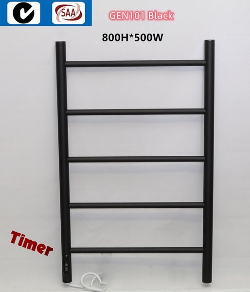 Black Heated Towel Rail With Timer Various Sizes Carousel 2