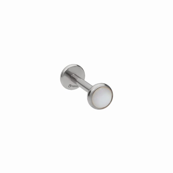 White Shell Top Titanium Flat Back Stud Earrings Carousel 2