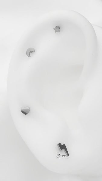 Lightning Bolt Top Titanium Flat Back Stud Earrings Carousel 3