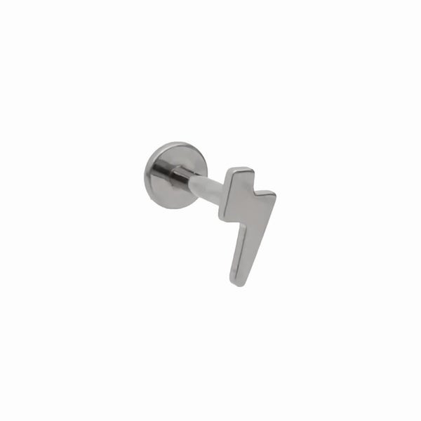 Lightning Bolt Top Titanium Flat Back Stud Earrings Carousel 1