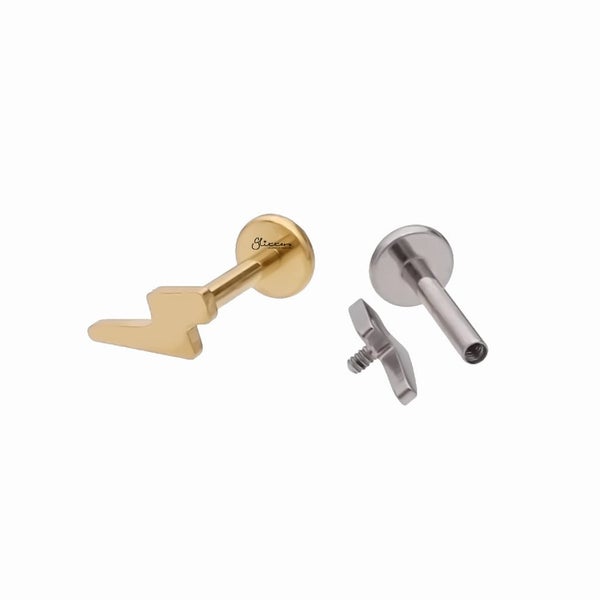 Lightning Bolt Top Titanium Flat Back Stud Earrings Carousel 2