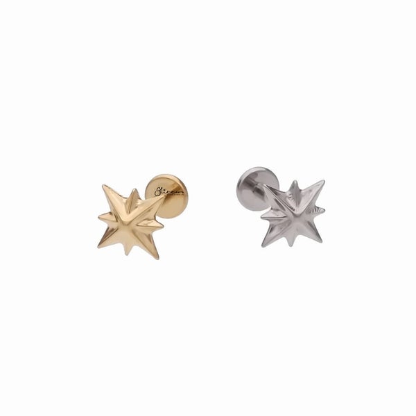 Starburst Top Titanium Flat Back Stud Earring Carousel 2