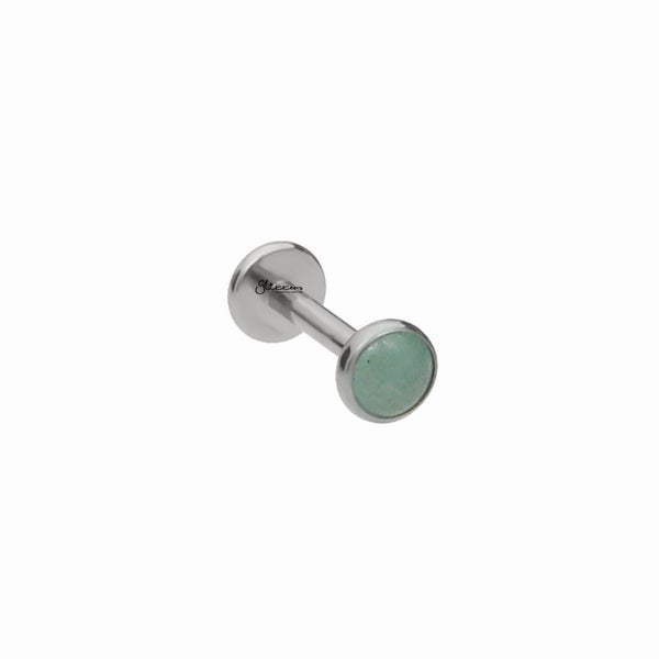 Green Aventurine Top Titanium Flat Back Stud Earring Carousel 2