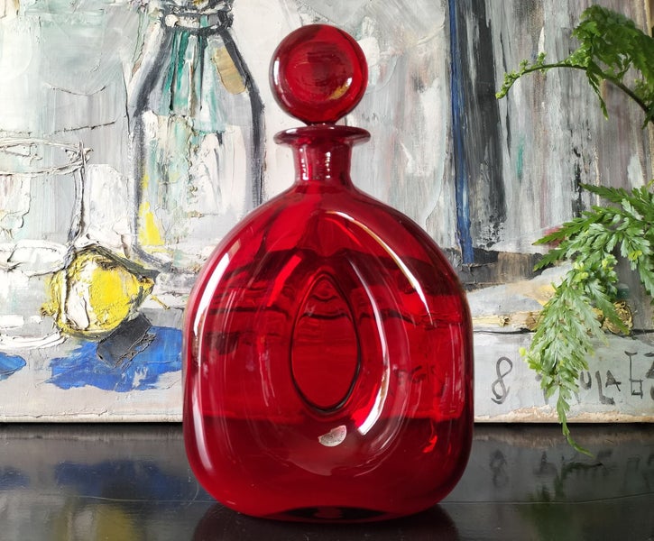 MID CENTURY SWEDISH ART GLASS DECANTER Carousel 1