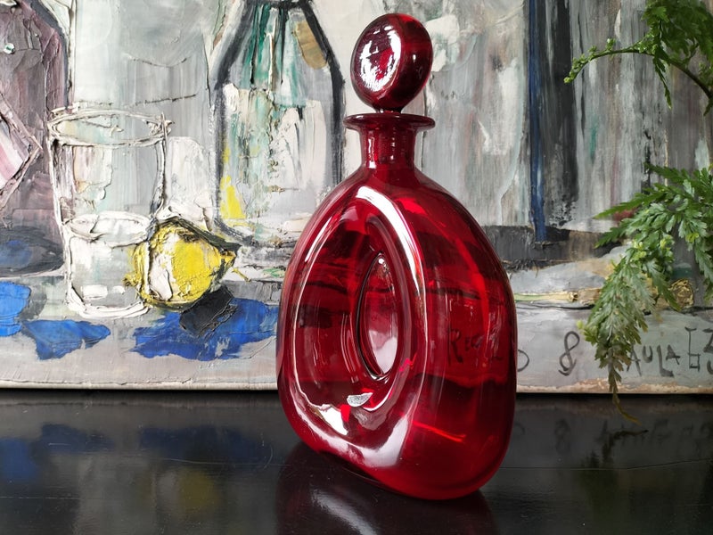MID CENTURY SWEDISH ART GLASS DECANTER Carousel 2