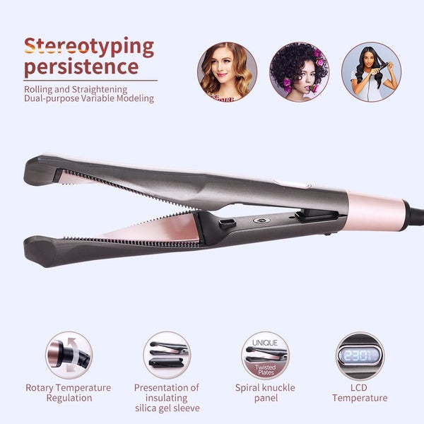 2 in 1 Hair Straightener Curler Portable Ceramic Curling Wand Hair Tool for Home Carousel 2