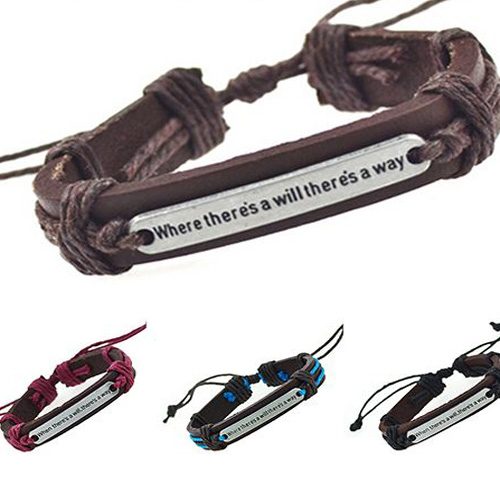 SALE! Adjustable Brown Leather Where There's a Will There's a Way Bracelet Carousel 2