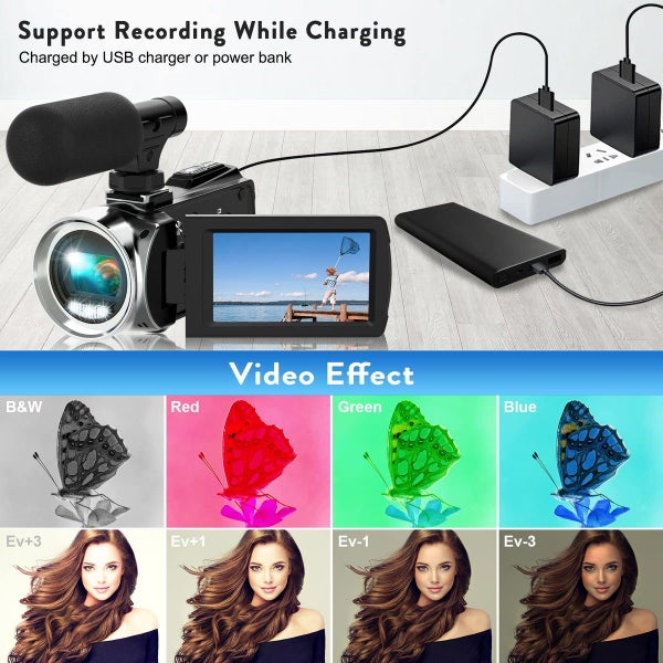 Video Camera Camcorder HD 4K 48MP Video Recorder Camera Vlogging Camera 3.0In LC Carousel 14