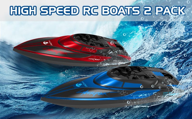 RC Boat for Kids 2 Pack Remote Control Boats Night Glowing Toy Waterproof with R Carousel 1