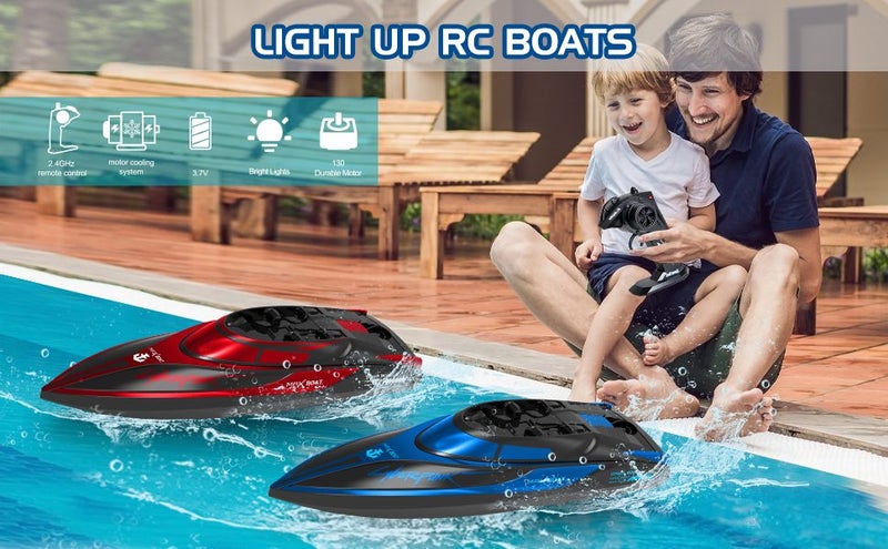 RC Boat for Kids 2 Pack Remote Control Boats Night Glowing Toy Waterproof with R Carousel 2