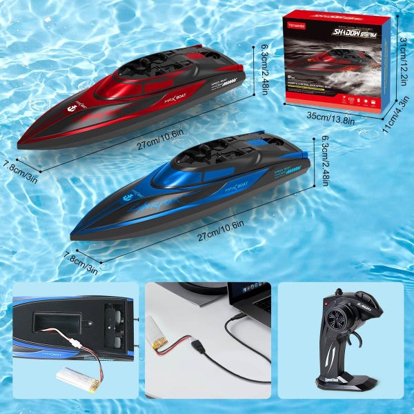 RC Boat for Kids 2 Pack Remote Control Boats Night Glowing Toy Waterproof with R Carousel 12