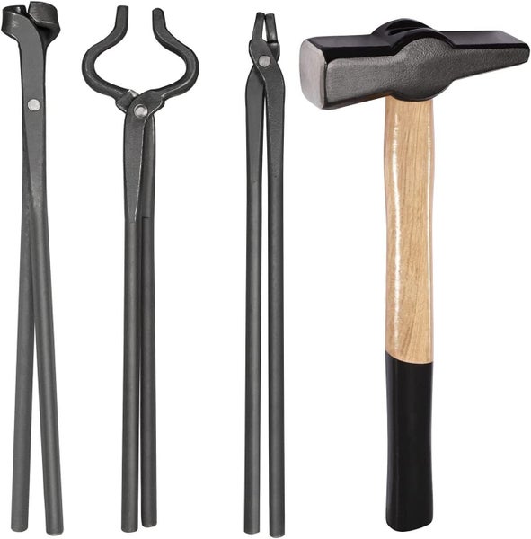 Knife Making Tongs Set & Blacksmith Hammer Assembled Bladesmith Forge Vise Tool Carousel 10