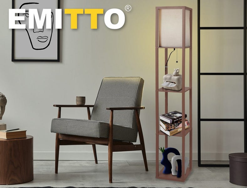 Emitto LED Floor Lamp with Storage Shelf 3 Tier Standing Reading Corner Light Carousel 9