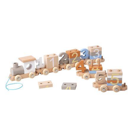 Wooden Train Set with Numbers and Blocks Educational Toy for Kids Boys Girls Chr Carousel 1
