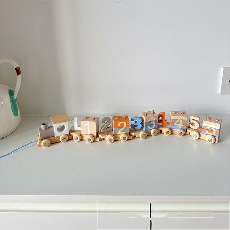 Wooden Train Set with Numbers and Blocks Educational Toy for Kids Boys Girls Chr Carousel 5