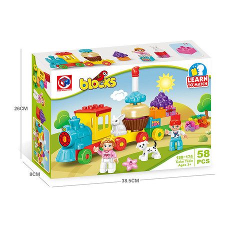 58 Piece Birthday Alphabet Train Building Toy Stacking Blocks Carousel 1