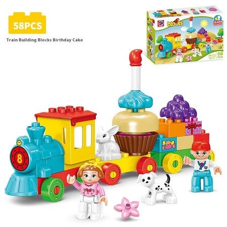 58 Piece Birthday Alphabet Train Building Toy Stacking Blocks Carousel 8