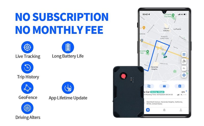 GPS Tracker for Vehicles No Monthly Fee No Subscription,4G,Trip History,GeoFence Carousel 1