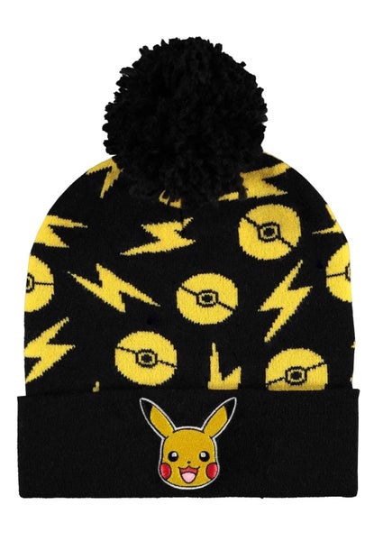 Pokemon Beanie and Knitted Gloves Pikachu print new Official Black Gift Set Carousel 2