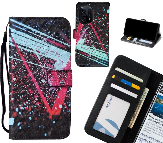 OPPO Find X5 case leather wallet case printed ID Carousel 1