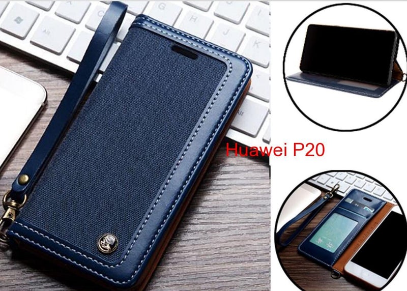 Huawei P20 Case Wallet Denim Leather Case Carousel 1