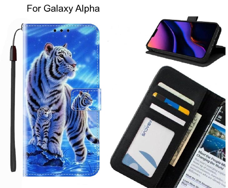 Galaxy Alpha case leather wallet case printed ID Carousel 1