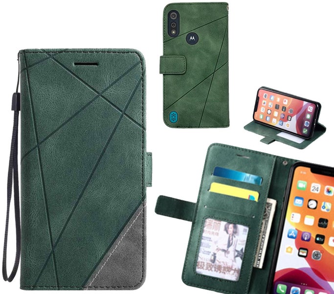 MOTO E6s Case Wallet Premium Denim Leather Cover Carousel 1