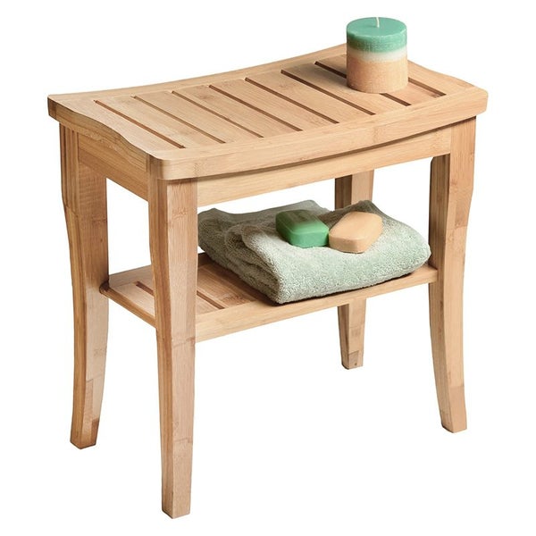 STORFEX 2-Tier Bamboo Shower Stool Carousel 1