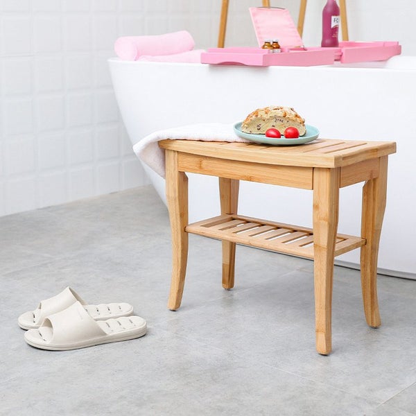 STORFEX 2-Tier Bamboo Shower Stool Carousel 2