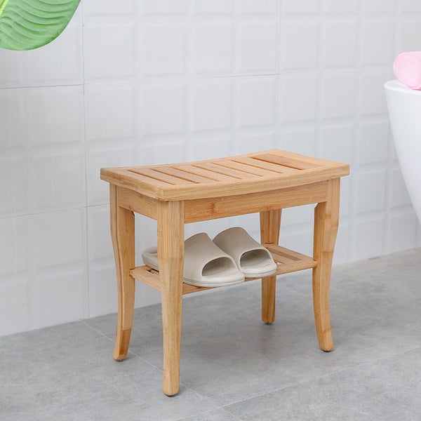 STORFEX 2-Tier Bamboo Shower Stool Carousel 5