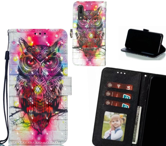 Huawei P20 Case Leather Wallet Case 3D Pattern Printed Carousel 1