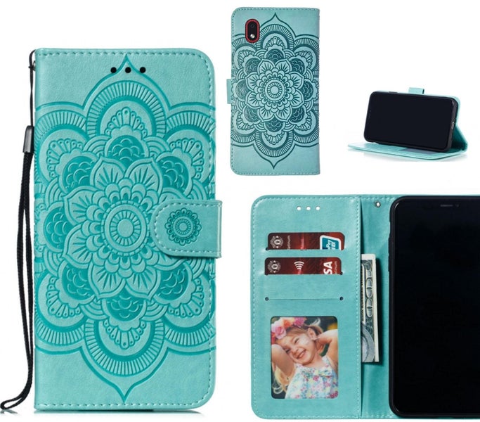 Samsung A01 Core case leather wallet case embossed pattern Carousel 1