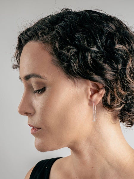 Sterling Silver Cross Bar Thread Drop Earring Carousel 2