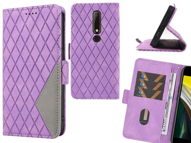 Nokia 6.1 Case Grid Wallet Leather Case Carousel 1