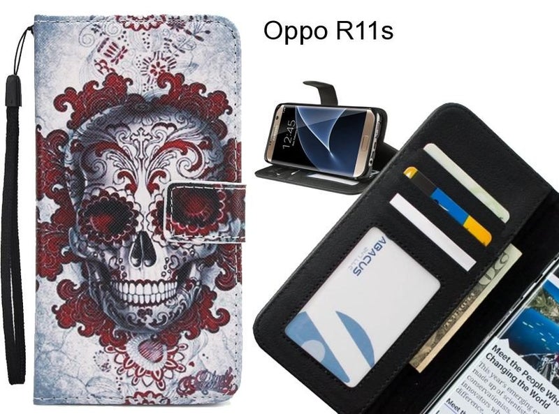 Oppo R11s case 3 card leather wallet case printed ID Carousel 1