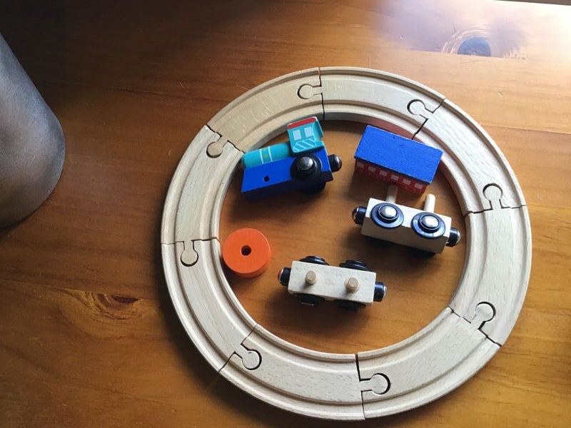 wooden train and track set Carousel 2