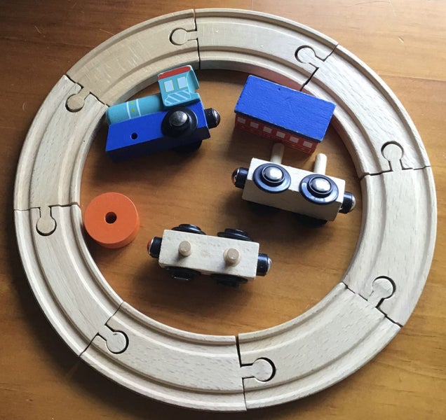 wooden train and track set Carousel 7