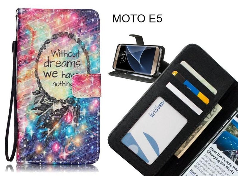 MOTO E5 case 3 card leather wallet case printed ID Carousel 1